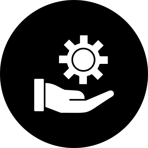 Hand mit Zahnradsymbol